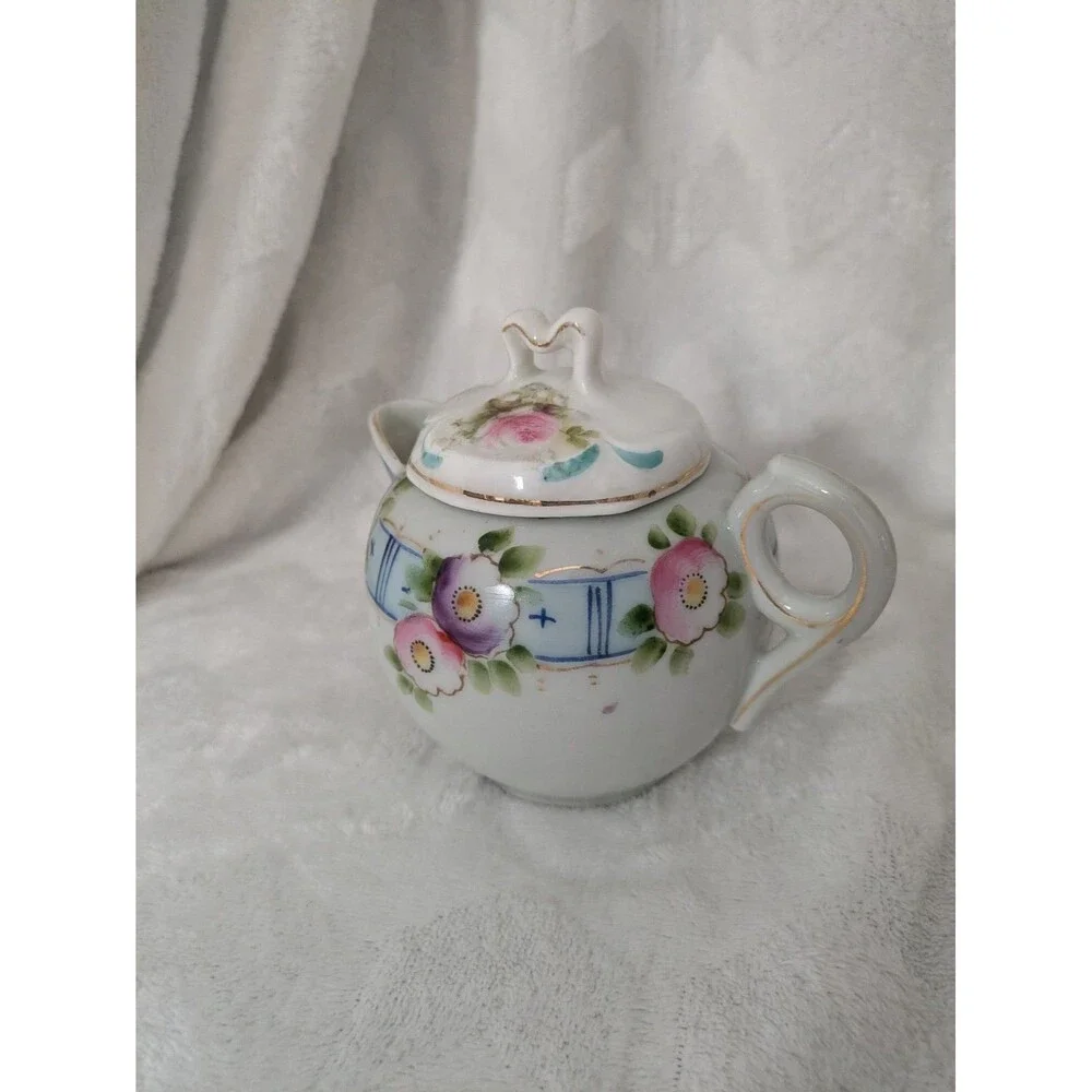 Antique Nippon Hand Painted Creamer With Lid